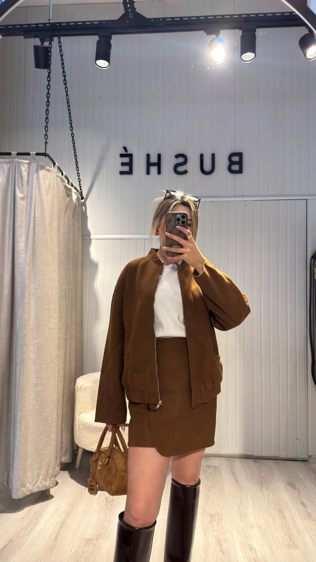 TABA RENGİ MİNİ ETEKLİ MONTLU TAKIM