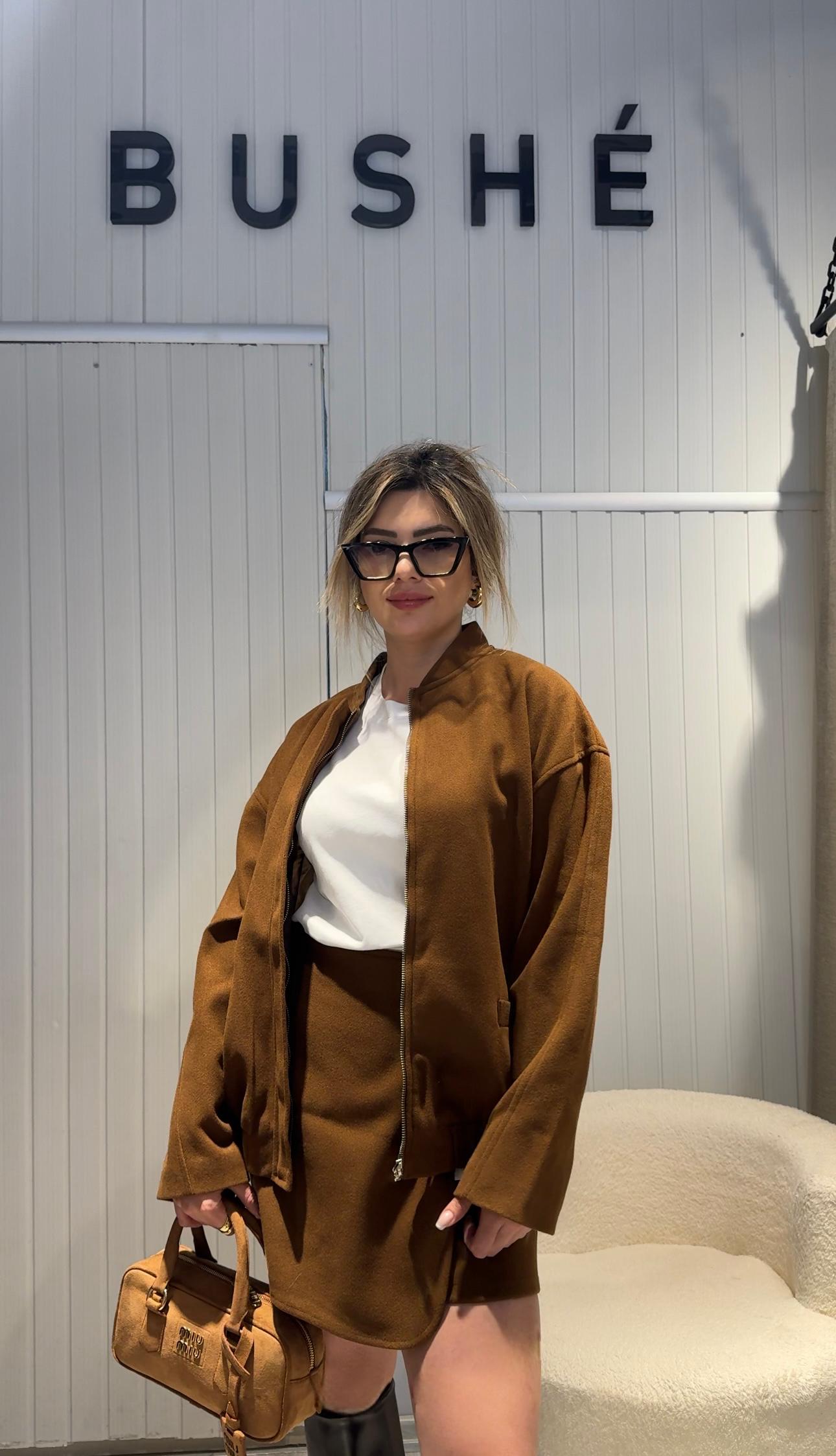 TABA RENGİ MİNİ ETEKLİ MONTLU TAKIM