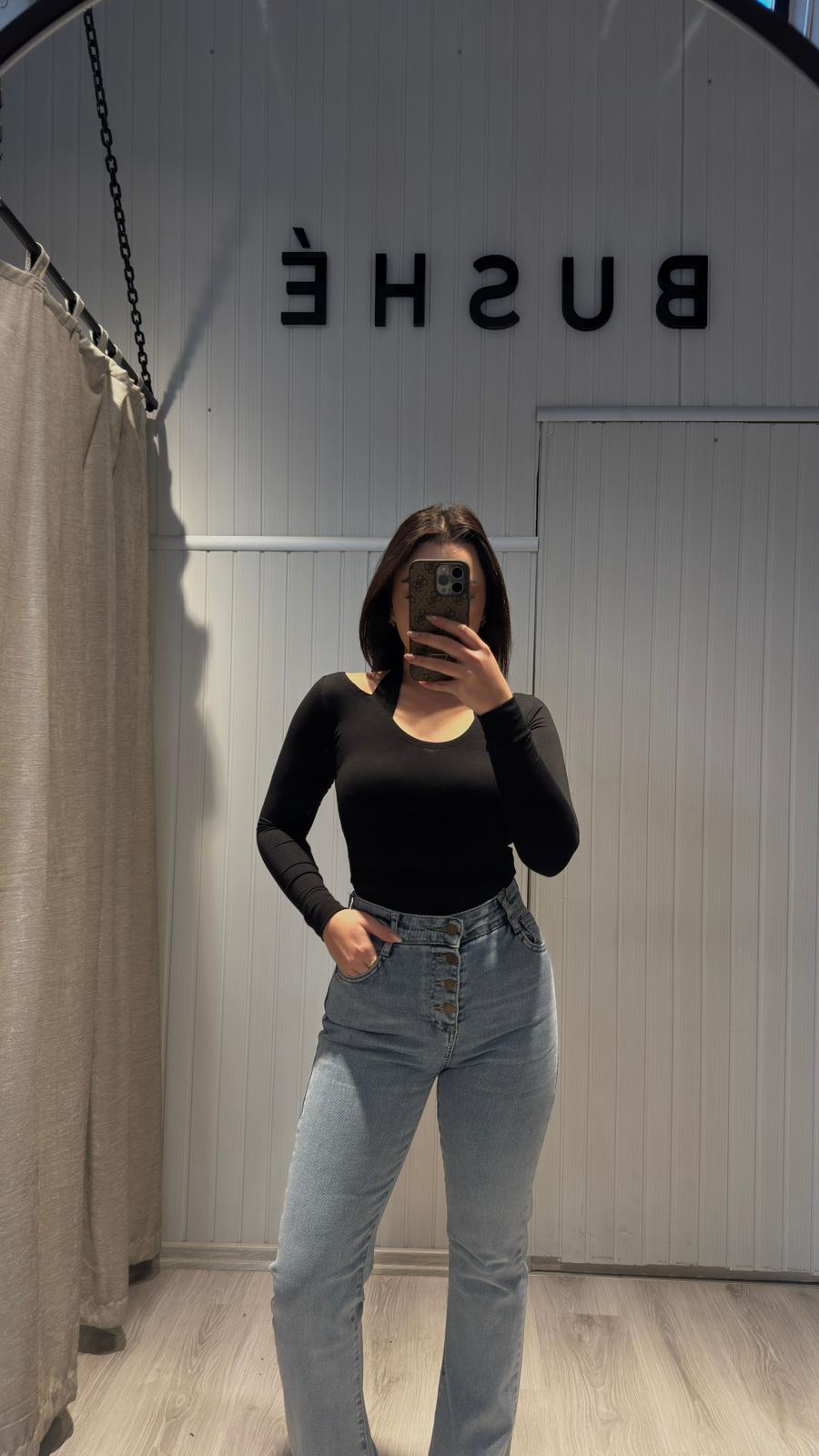 BUZ MAVİSİ İSPANYOL ÖNÜ DÜĞMELİ JEANS