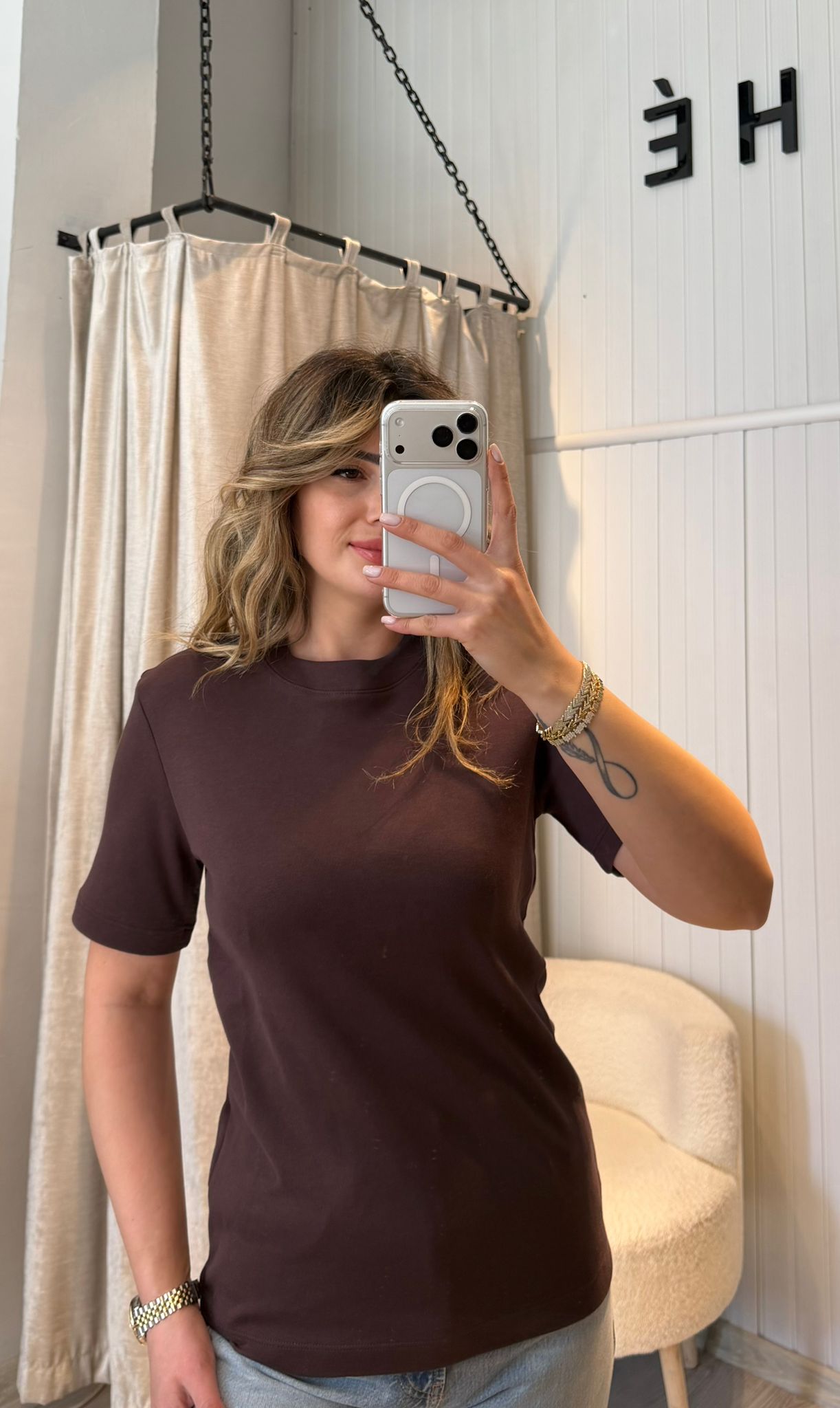 SIFIR YAKA KAHVE PREMİUM TSHİRT