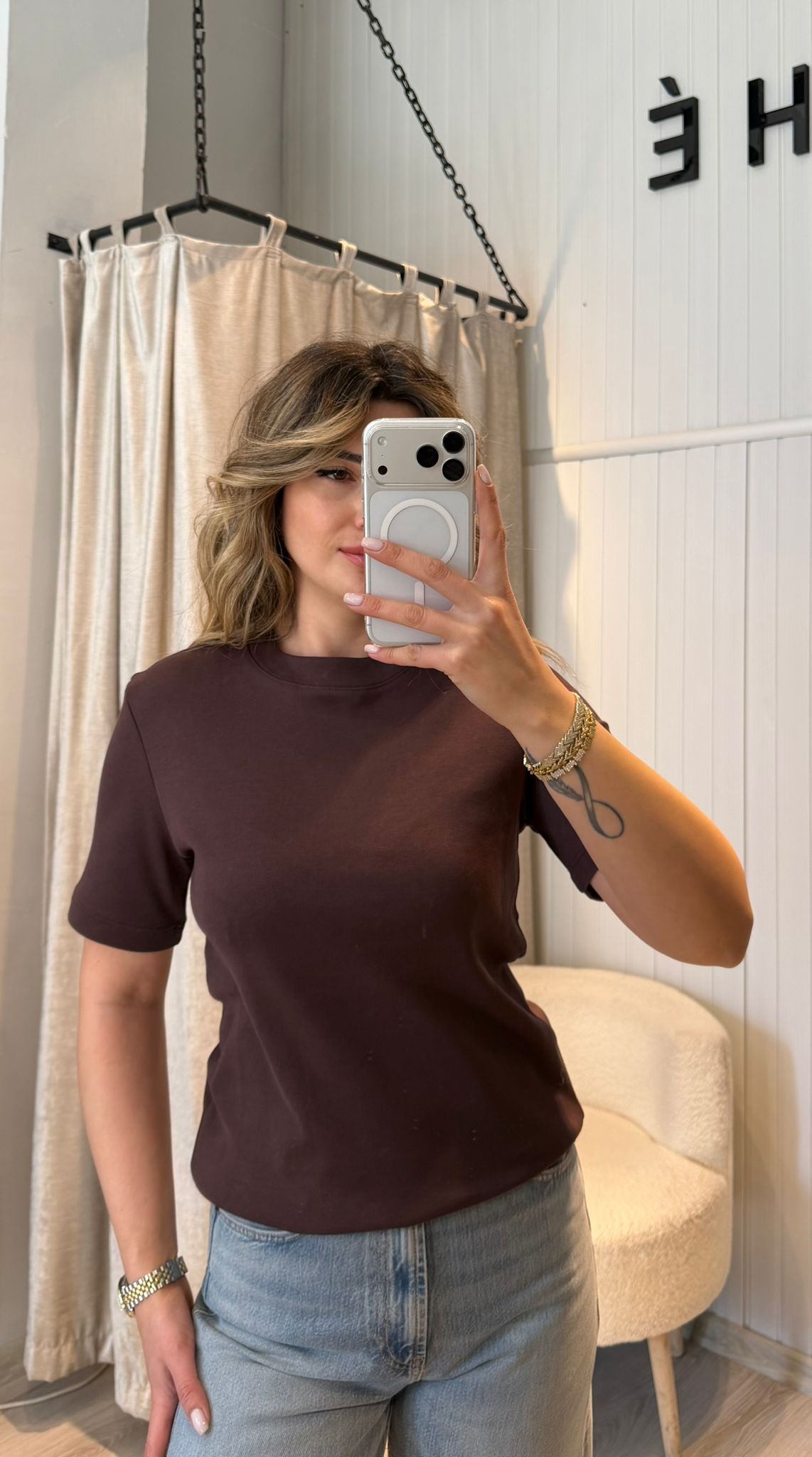 SIFIR YAKA KAHVE PREMİUM TSHİRT