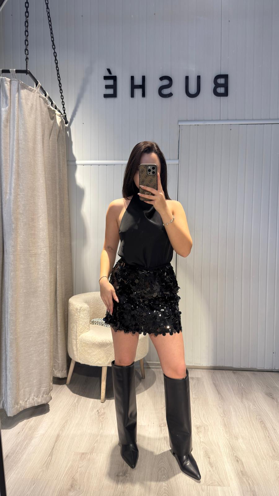 PULLU PAYETLİ ŞORT ETEK