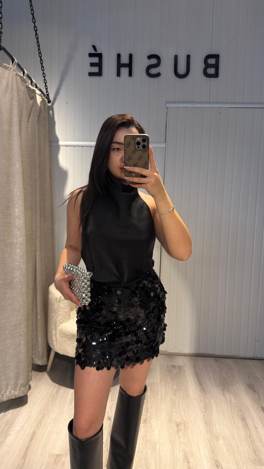 PULLU PAYETLİ ŞORT ETEK