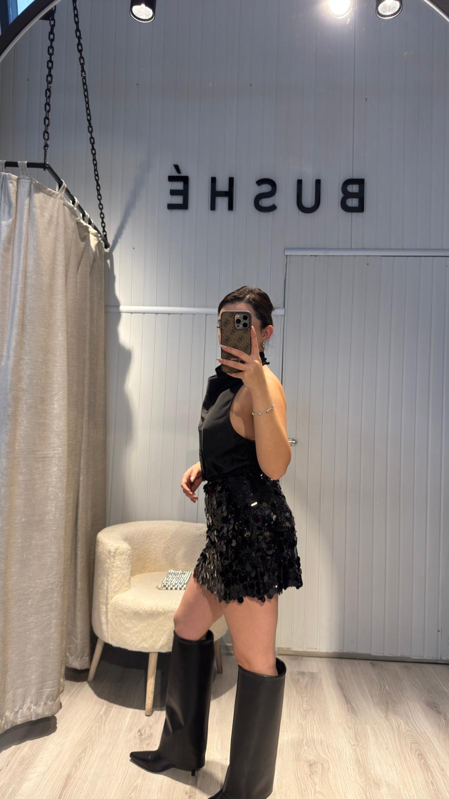 PULLU PAYETLİ ŞORT ETEK