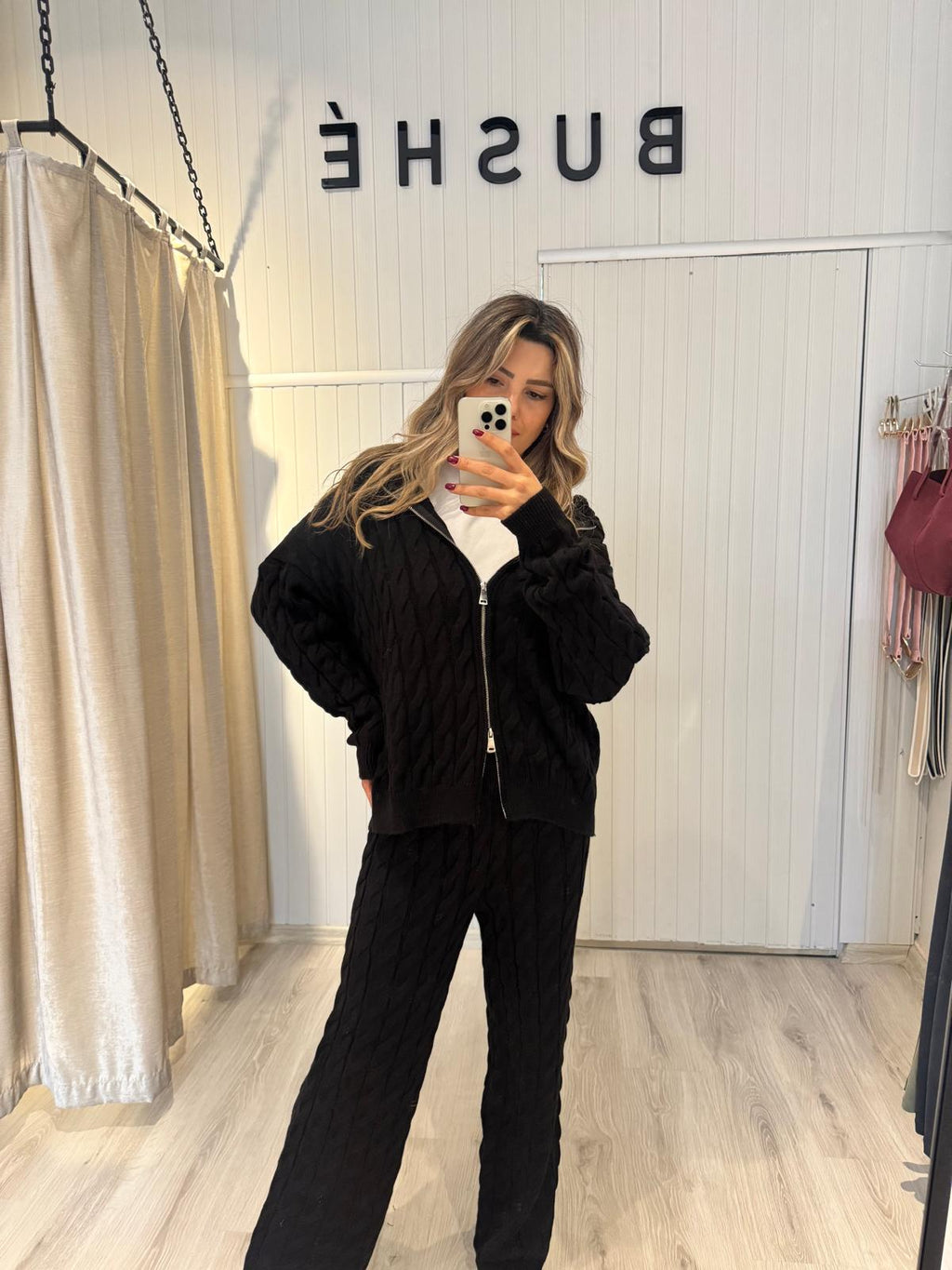 SİYAH ÖRME STANDART BELİ HİÇ SIKMAYAN TAKIM