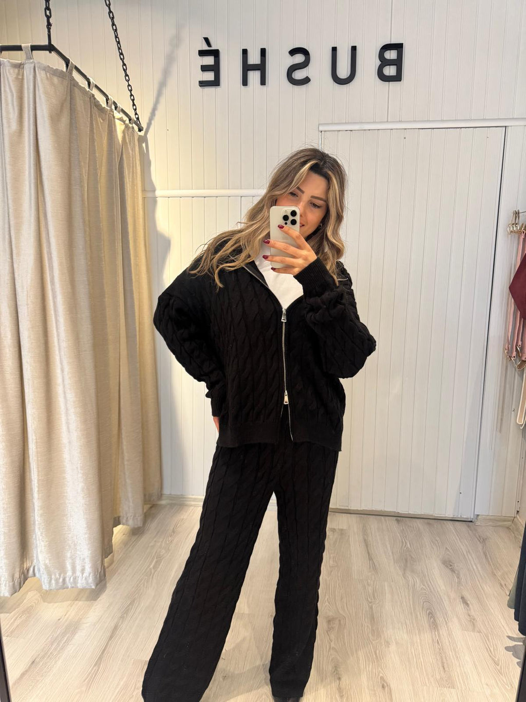 SİYAH ÖRME STANDART BELİ HİÇ SIKMAYAN TAKIM