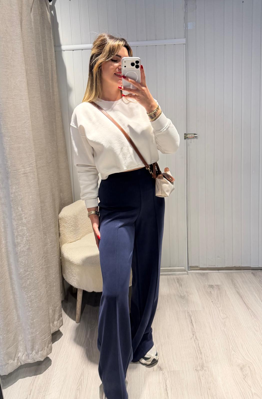 LACİVERT EŞOFMAN ALTI PALAZZO PANTOLON