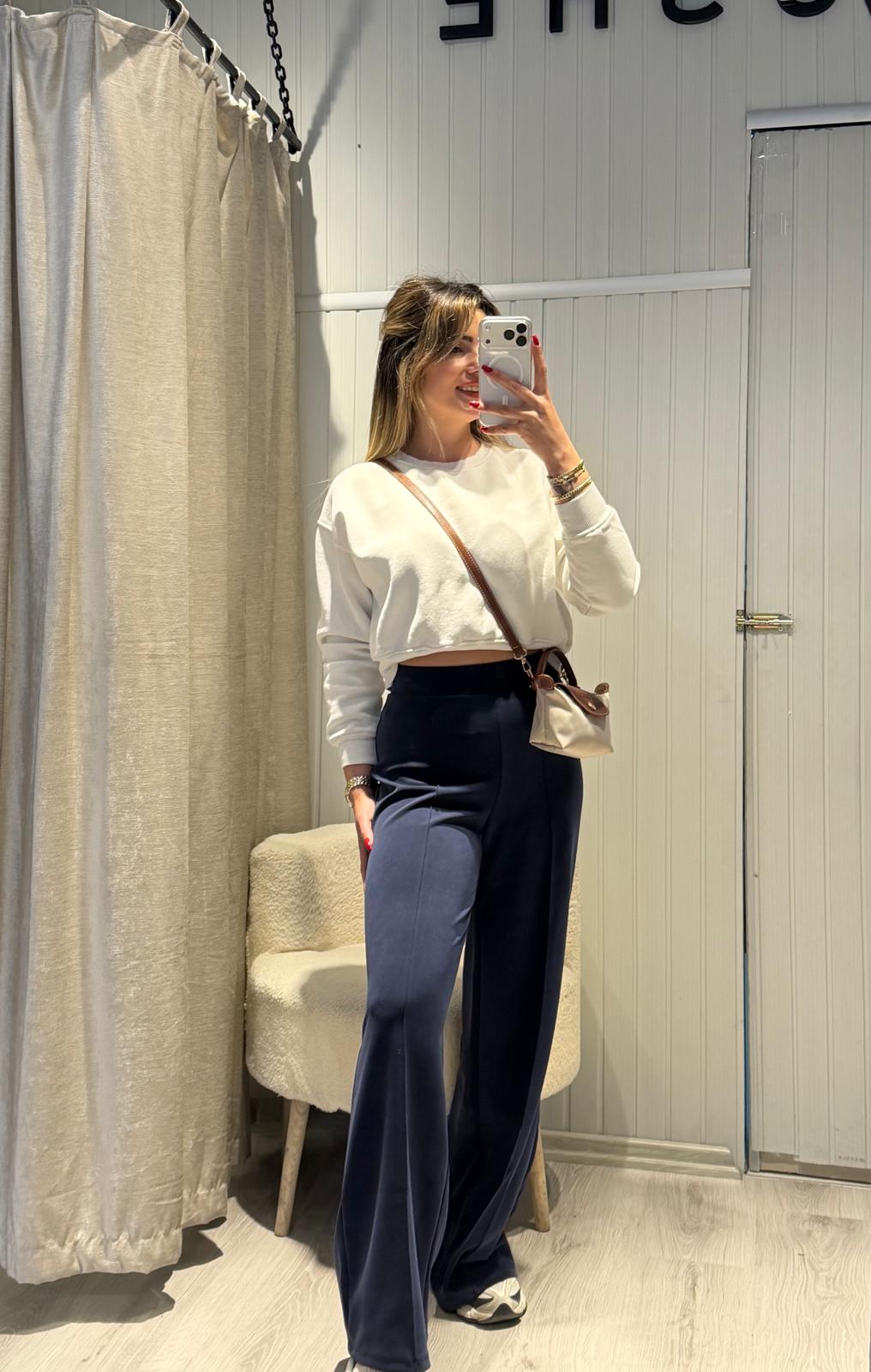 LACİVERT EŞOFMAN ALTI PALAZZO PANTOLON