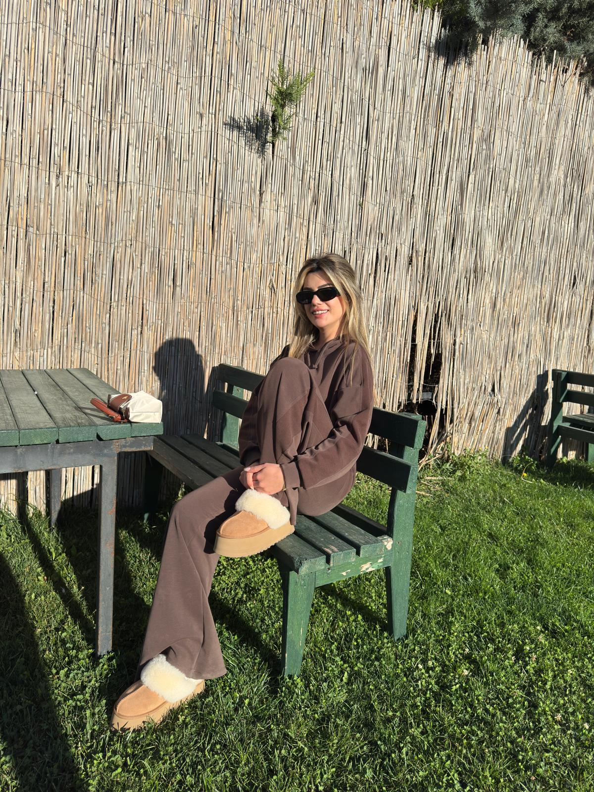 KAHVE PREMİUM OYŞ MODEL EŞOFMAN TAKIMI