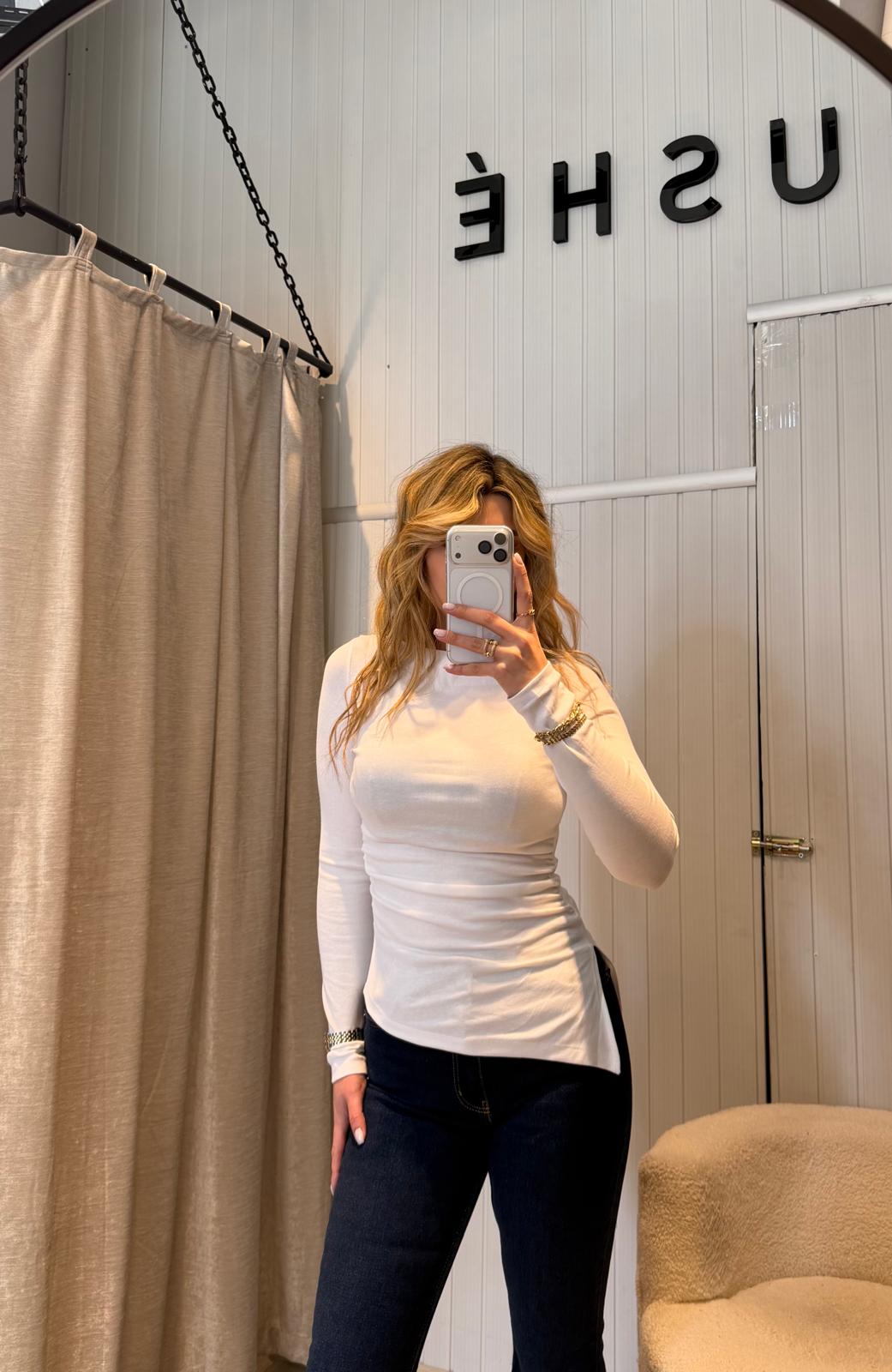 ASİMETRİK UZUN KOL BLUZ