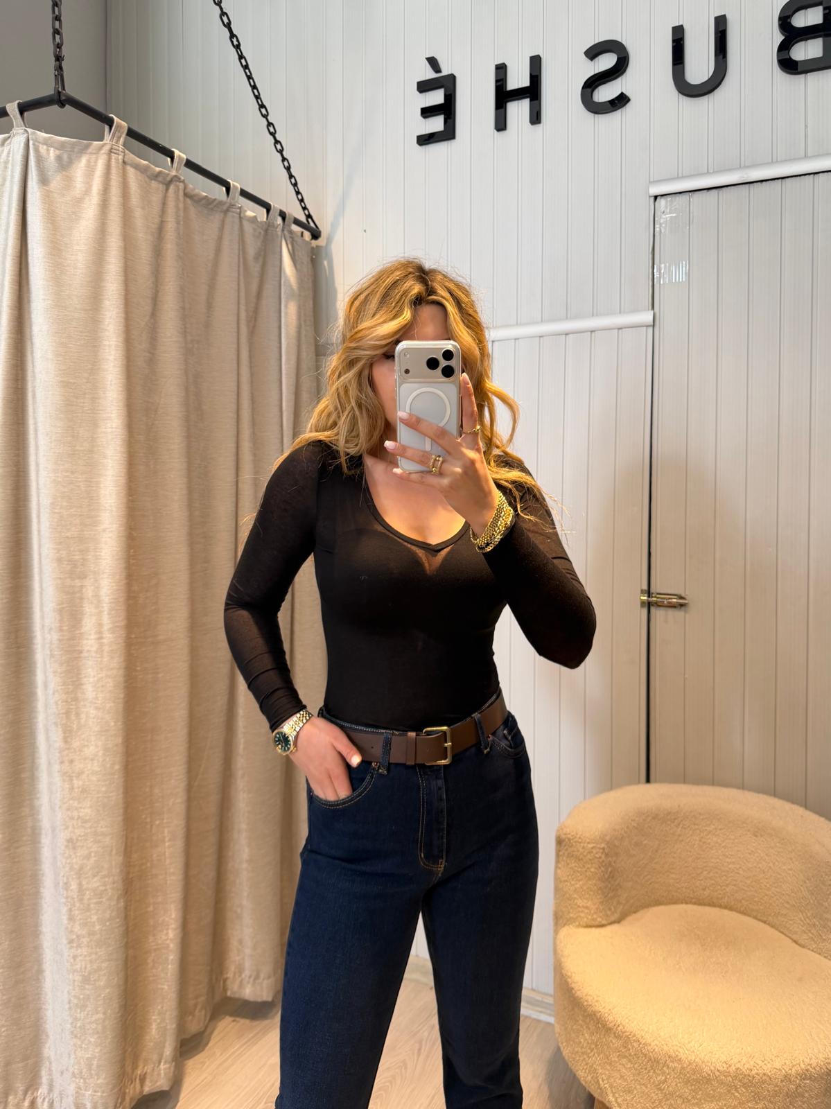 TRANSPARAN V YAKA BLUZ