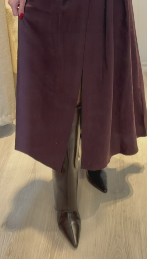 BORDO KEMERLİ UZUN ETEK