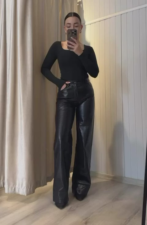 YILAN DERİSİ DERİ PANTOLON