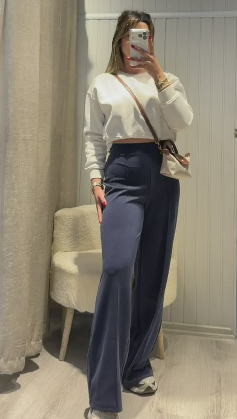 LACİVERT EŞOFMAN ALTI PALAZZO PANTOLON