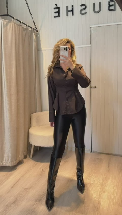 KAHVE BELDEN OTURTMALI GÖMLEK